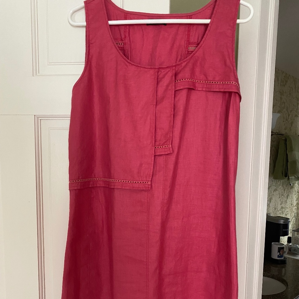 Irish linen dress with hemstitch trim